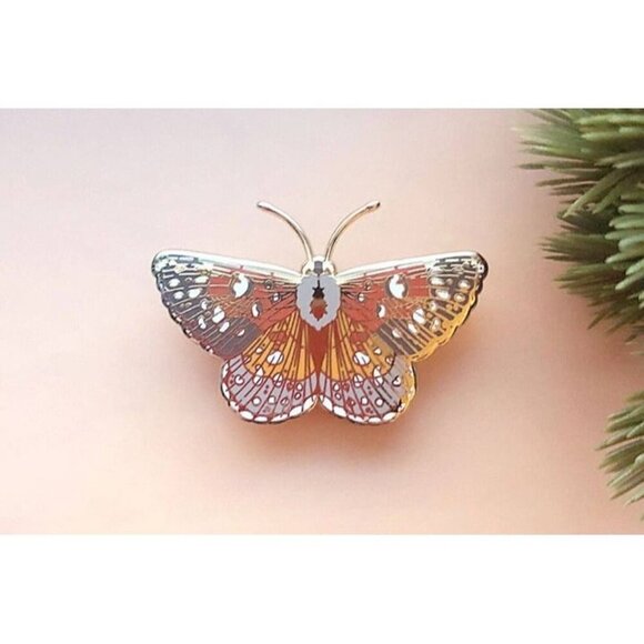 Mormon Metalmark Butterfly Enamel Pin‎ - Gold Plated Nature Jewelry & Brooch - Picture 7 of 11